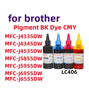 Premium Ink bottles for brother MFC-J5855DW MFC-J5955DW LC406 LC-406 Pigment BK - Afbeelding 1 van 6