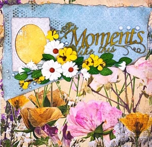 Handmade MOMENTS LIKE THIS Daisy & Yellow 12x12 Premade Scrapbook Layout Page - Picture 1 of 2