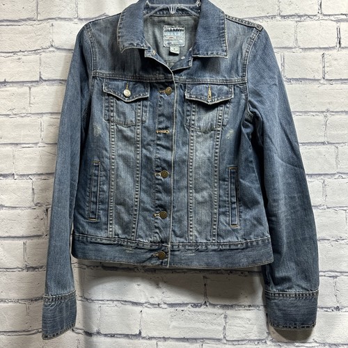 VETEMENTS Giacca da donna blu Oldy Navyia tagli media denimto effettoiato invecchi