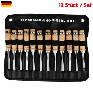 12-tlg. Schnitzwerkzeug Satz Hohlbeitel Stechbeitel Stecheisen Schnitzeisen Set