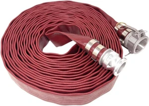 1-1/2" x 100′ Red Heavy Duty LayFlat PVC Discharge Hose Assembly w/ Cam & Groove - Picture 1 of 4
