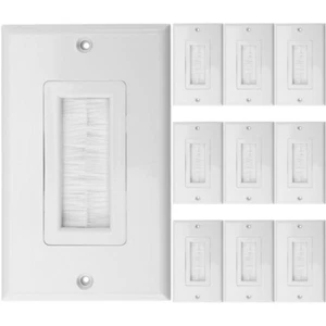 Brush Wall Plate, Decora Style, Bulk Cable Pass Through Face Plate , 10 Pack - Picture 1 of 9