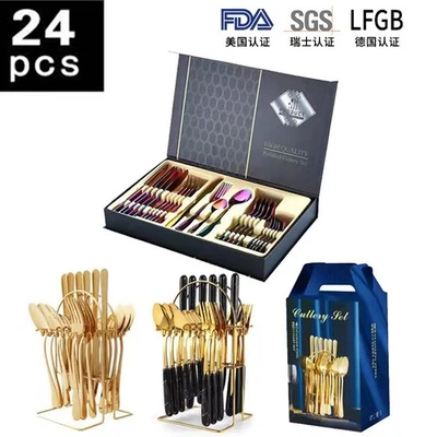 Meister Luxus, Edelstahl Geschirr 24 Teile, Messer, Gabel, Löffel, Geschenkbox - Bild 1 von 4