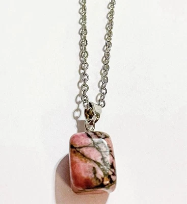 Collar de piedras preciosas de rodonita rosa Foto 1 de 2