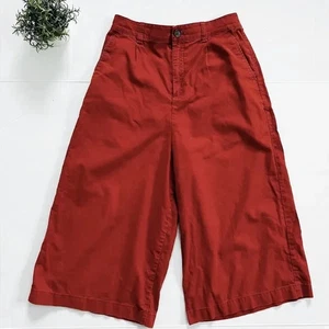 Uniqlo Linen Blend Wide Leg Crop Pants in Rust Burnt Orange Sz M - Picture 1 of 7