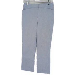 Pantalones Ligeros Lauren Ralph Lauren Seersucker Talla 4 Blanco Azul Rayas 28 X 25 - Imagen 1 de 11