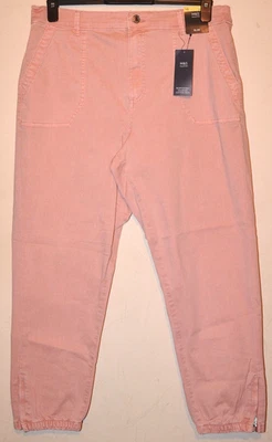 LADIES M&S COLLECTION SLIM COTTON RICH CUFFED TROUSERS SIZE 16 SHORT PINK . - Image 1 of 3