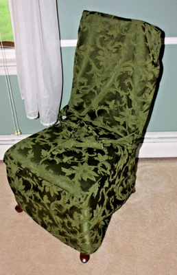 Juego de 5 fundas para sillas de comedor con patrón floral verde oliva con respaldo largo Foto 1 de 4