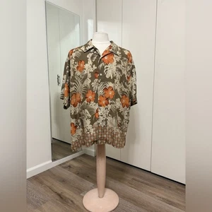 GEOFFREY BEENE Silk Floral Hawaiian Casual Short Sleeve Button Down Shirt XXL - Picture 1 of 5
