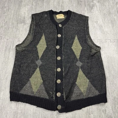 VTG 60S CITATION CLUB PURITAN MOHAIR WOOL ROCKABILLY ARGYLE KNIT VEST BUTTON UP - Image 1 of 4