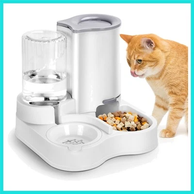 Dispensador automático de comida y agua para gatos, alimentador por gravedad para mascotas pequeñas medianas D... Foto 1 de 4
