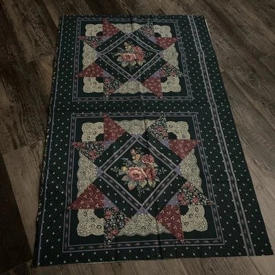 Quilting Fabric Panel 34 1/2” W/ Matching Back Fabric 58” X 45” Roses Pattern - Image 1 of 4