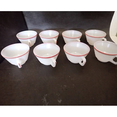 Vaso de leche acanalado vintage Hazel Atlas tono moderno platonita un par de 2 tazas de café Foto 1 de 4