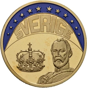 EUROPE ECU SERIES SWEDEN SVERIGE GILDED PROOF LIKE GILT MEDAL 1995 #ME310 - Picture 1 of 2