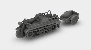 Pignone Sd.Kfz.2 tipo HK 101 con rimorchio WW2 kit stampa 3D 1:87 - 1:18 - Foto 1 di 6