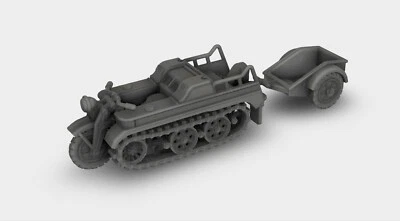 Sd.Kfz.2 Kettenkrad Type HK 101 with Trailer WW2 Kit 3D Printed 1:87 - 1:18 - Image 1 of 4