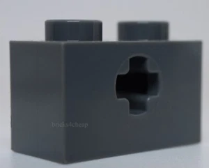 Lego 10x Dark Bluish Gray Technic Brick 1 x 2 with Axle Hole - Picture 1 of 1