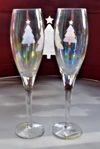 1 ~Champagne Flute Rainbow TOSCANY IRIS LUSTRE Hand Blown ITALIAN Crystal 9.75" - Picture 1 of 4