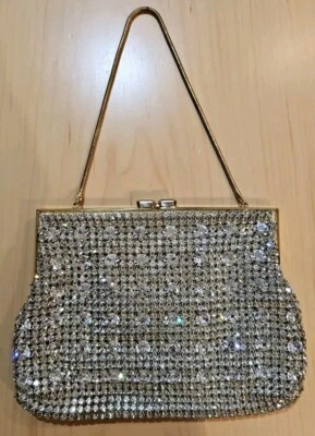 NWT Alexanders Vintage Beaded HandBag Clutch Purse Rhinestone Diamond w/ mirror - Image 1 of 4
