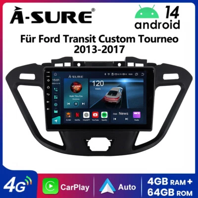 4+64G Autoradio Android 14 Carplay GPS Nav für Ford Transit Custom Tourneo 13-17 - Bild 1 von 4
