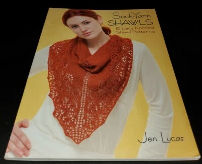 DD6 SOCK-YARN SHAWLS: 15 LACY KNITTED SHAWL PATTERNS S/C BOOK BY JEN LUCAS, 2013 - Image 1 of 4