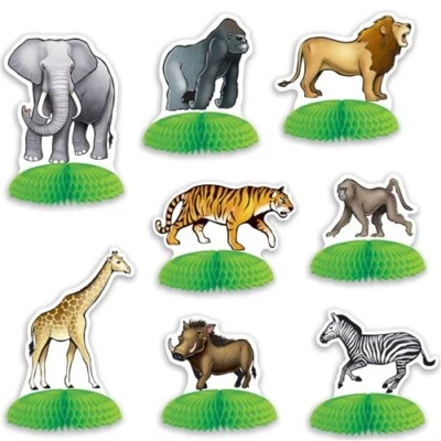 Jungle Safari Animal Mini Centerpieces 8 Per Pack 3" to 5.5" Safari Jungle Zoo - Image 1 of 2