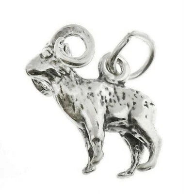 Dije Bighorn Sheep Ram Aries Muflón 3D 925 Plata Esterlina Sólida HECHO EN EE. UU. Foto 1 de 4