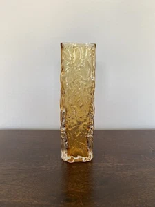 Brutalista vetro ghiaccio space age vaso vetro ambra anni 70 ottimo design vintage - Foto 1 di 6