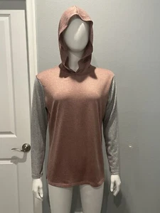 Hoodie Hooded Sweater Shirt Long Sleeve Pink Gray Bobbie Brooks Size Medium - Picture 1 of 6