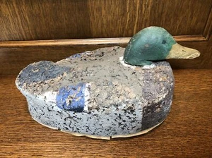 Vintage Primitive Painted Mallard Duck Decoy Folk Art Cork Wood Head Statue (F) - Picture 1 of 14