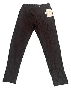 Lily White Leggings Womens XS Pants Black Lace Zip Back Tapered Ankle Cropped - Picture 1 of 11