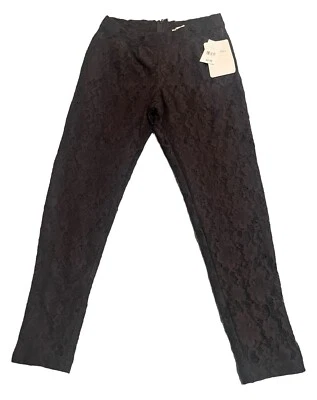 Lily White Leggings Womens XS Pants Black Lace Zip Back Tapered Ankle Cropped - Image 1 of 4
