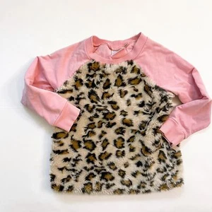 Hanna Andersson Leopard Print Faux Fur Sweatshirt, Size 5 - Picture 1 of 4