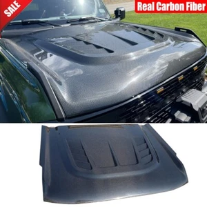 For Ford BRONCO 2021-2023 Real Carbon Front Bonnet Hood Engine Lid Cover Trims - Picture 1 of 16