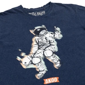 AKOO Short Sleeve Astronaut Graphic T-Shirt Men’s Navy Logo Medium EUC - Picture 1 of 10