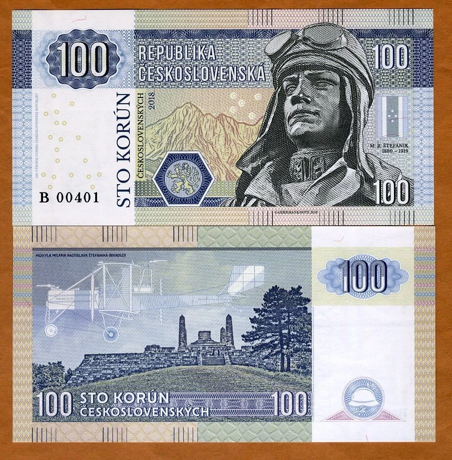 Czechoslovakia, 100 Korun, 2018, Private issue, Specimen, Biplane  - Image 1 of 1