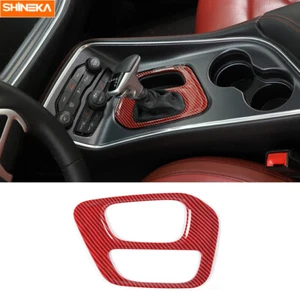 Gear Shift Panel Cover Trim Bezel for Dodge Challenger 2015-23 Red Carbon Fiber - Bild 1 von 6