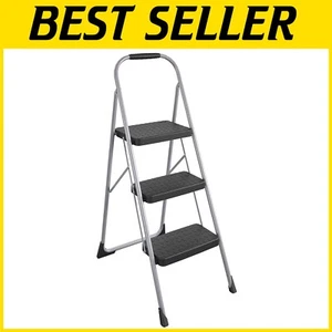 Lightweight Grey Folding Step Stool with Extra Large Steps - 200 lbs Capacity - Picture 1 of 10