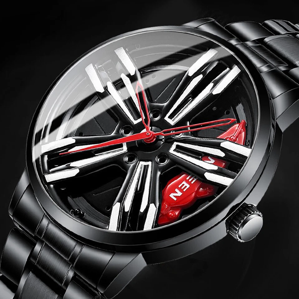 FNGEEN Business Mens Stainless Steel Watch Hollow Wheel Hub Quartz WatchWrist - Image 1 of 4