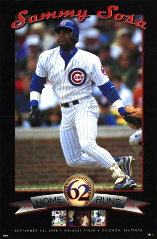 SAMMY SOSA Chicago Cubs HOME RUN 62 Commemorative Vintage 1998 23x35 POSTER Cover