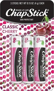 ChapStick Classic Skin Protectant Flavored Lip Balm Tube, 0.15 oz Pack of 3, New - Picture 1 of 7