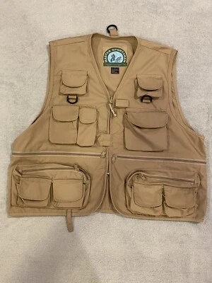 Chaleco de pesca con mosca Master Sportsman vintage grande beige tostado bolsillos con cremallera Foto 1 de 4