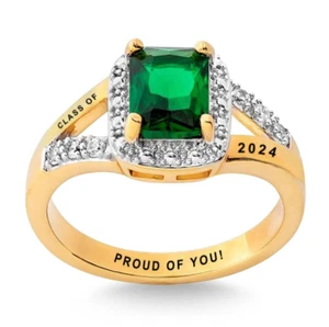 Personalized Name Engraved Of High School Class Ring Gift For Women's Graduation - Picture 1 of 7