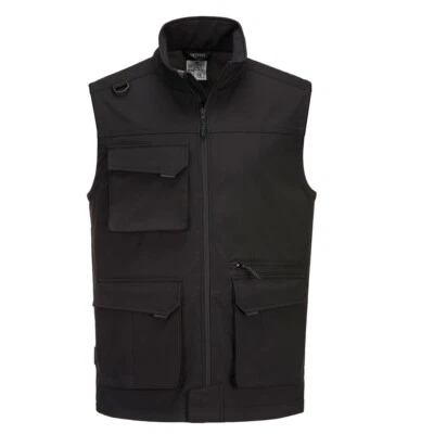 PORTWEST KX3 SOFTSHELL BLACK BODYWARMER VEST WATERPROOF SIZES S-3X KX363* - Image 1 of 2