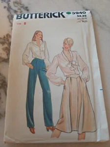 Vintage Butterick Muster 3940 Größe 8 Misses Hose & Rock UNGESCHNITTEN - Bild 1 von 3