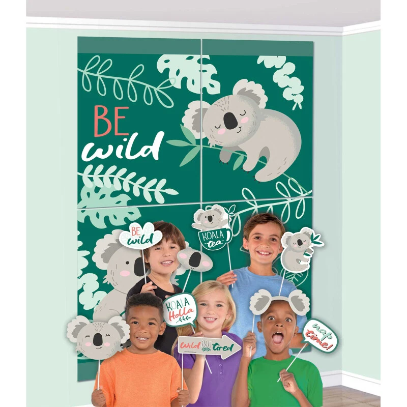 Koala Party Scene Setter with Photo Props - Australiana Koala Party Supplies - Image 1 of 1