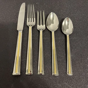 GORHAM Golden Brocade Stainless Flatware 5 Piece Place Setting ~ Retired ~ Japan - Picture 1 of 8