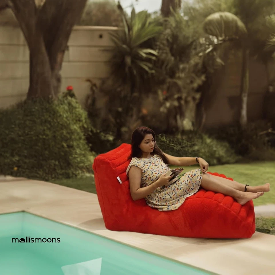 Tumbona Bolsa de Frijoles Silla Sofá Funda Sin Frijoles Imitación Piel Talla XXXL Rojo Foto 1 de 4