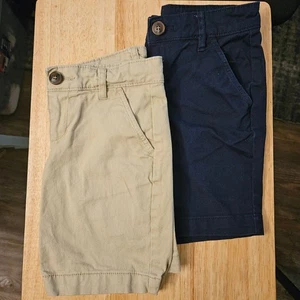 2 Pack Girls Size 8 School Uniform Twill Bermuda Shorts - Picture 1 of 13