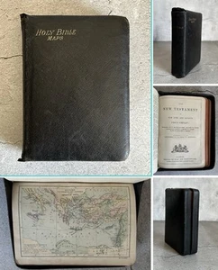 Antique Holy Bible Old New Testaments Maps Leather Full Yapp Eyre Spottiswoode - Bild 1 von 13